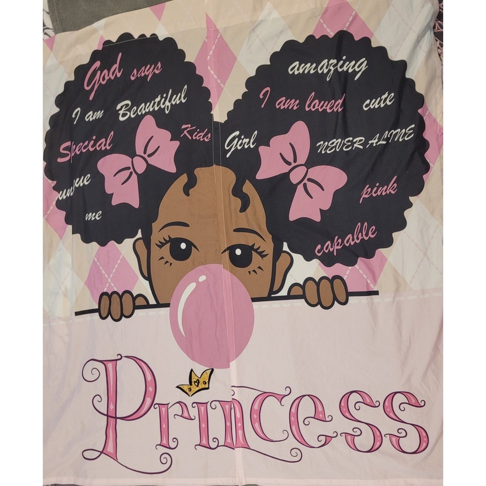 Princess Curtains Black Girl Magic Postivie Quotes God Says 44.8in H X 41in W